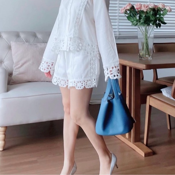 Picotin 18 Taurillon Clémence in Bleu Jean Leather with Palladium Hardware - Picture 14 of 14